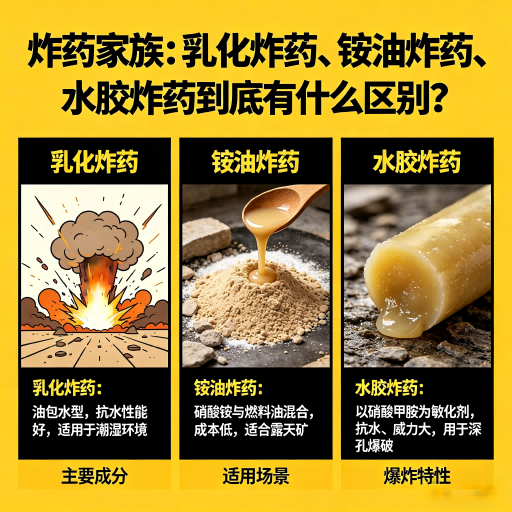 叠彩炸药家族：乳化炸药、铵油炸药、水胶炸药到底有什么区别？